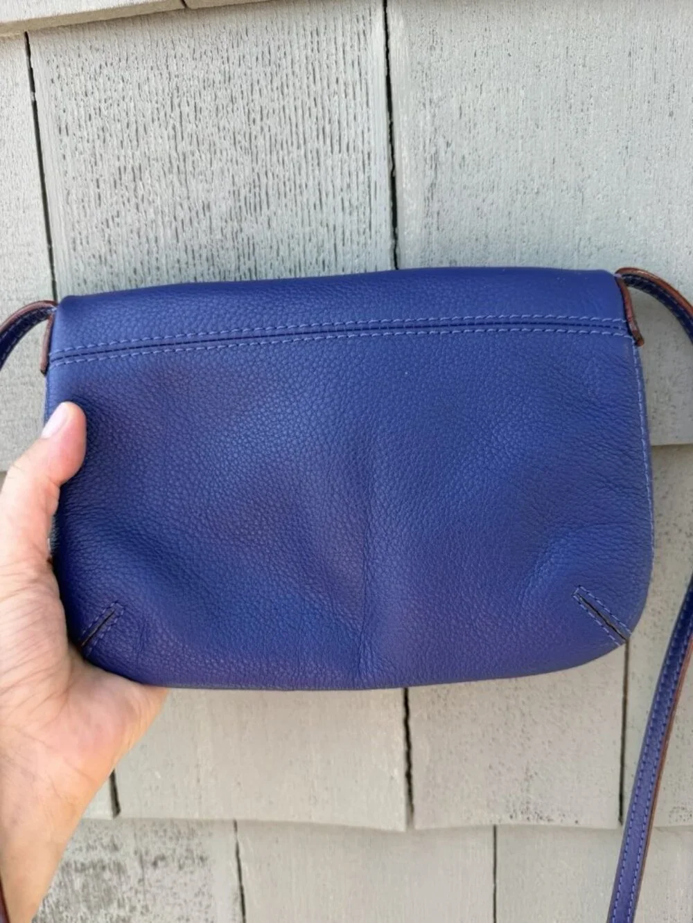 KATE SPADE purple pebbled leather foldover crossbody preppy purse designer